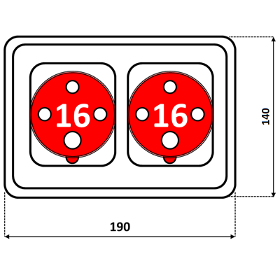 Пристрій розподільчий 2x16A 4p TVM 21 IP44