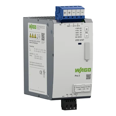 Pro 2 Power Supply, 1-phase, 24V DC output, 20A output, TopBoost + PowerBoost, with communication capability