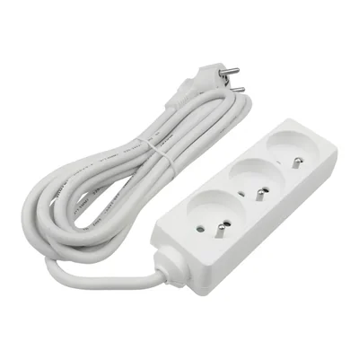 Prodlužovací kabel 3 zásuvky 3m s/bez 3x1,5mm2 BÍLÝ