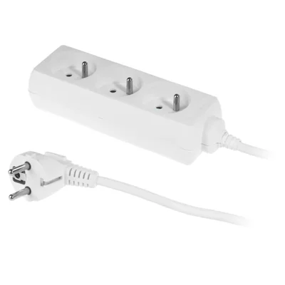 Prodlužovací kabel s třícestnou zásuvkou;ECO 3X2p+Z 10A 1,5m bílý