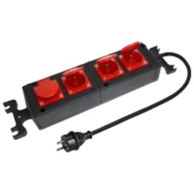 Prodlužovací kabel WORKSHOP IP-44, 4x2P+Z 230V~/16A gumový černý H07RN-F 3x1,5mm² - 1,5m PWP-1111-1,5