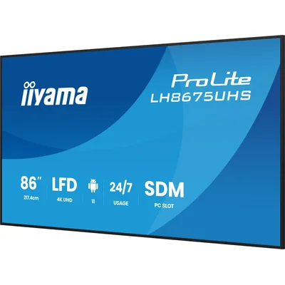 Profesionální digitální signage monitor iiyama ProLite LH8675UHS-B2AG 86” 4K UHD IPS LED, 24/7, Android, iiSignage²