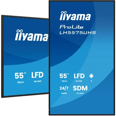 Profesjonalny monitor Digital Signage iiyama ProLite LH5575UHS-B2AG 55” 4K UHD IPS LED, 24/7, Android, iiSignage²