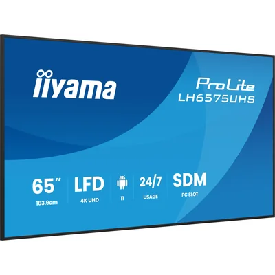 Professional Digital Signage Monitor iiyama ProLite LH6575UHS-B2AG 65” 4K UHD IPS LED, 24/7, Android, iiSignage²
