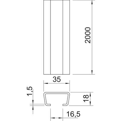 Professional rails without extrusion, 2M long, 2068 2M FT