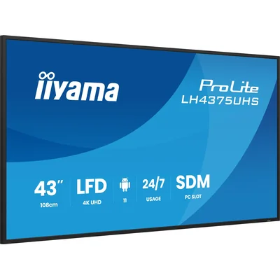 Professioneller Digital Signage Monitor iiyama ProLite LH4375UHS-B2AG 43” 4K UHD IPS LED, 24/7, Android, iiSignage²