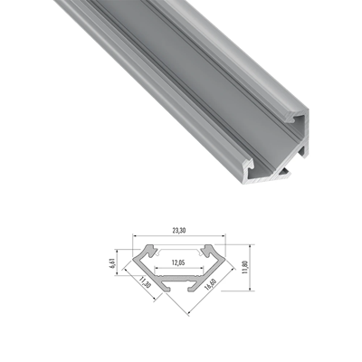 Profil LED Narożny A, 202cm, aluminiowy, srebrny anodowany