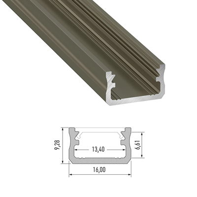 Profil LED natynkowy A, długość 100cm, aluminiowy, srebrny anodowany
