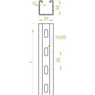 Profilé de montage CMC50H50/3, épaisseur de tôle : 2 mm