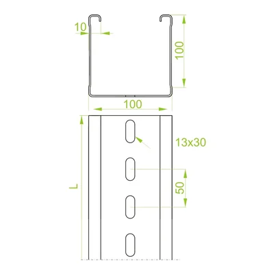 Profilé de montage CTMT100H100/3, épaisseur de tôle : 3 mm