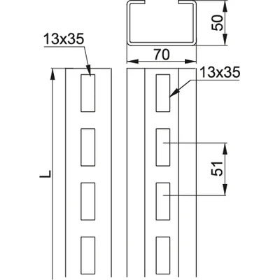 Profilé en U renforcé CWT70H50/4.4NMC, épaisseur de tôle : 3 mm