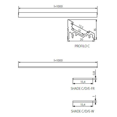 Profilé pour modules LED linéaires PROFILO C