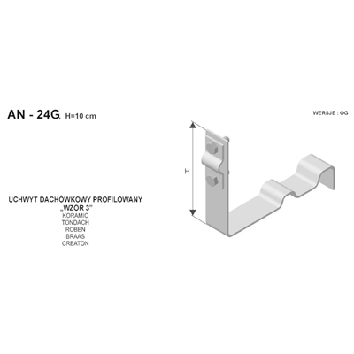 Profiled tile holder Z-bolt H=10 cm, hot-dip galvanized