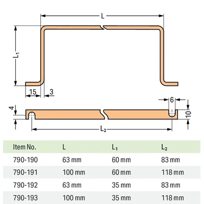 Profilierte Kupfersammelschiene 10 mm x 3 mm für 8 E/A