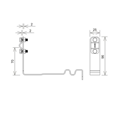 Profilierter Fliesenhalter mit Schraube H=10 cm, feuerverzinkt