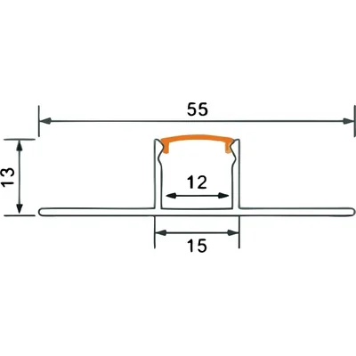 Profilo anodizzato GN02 per montaggio superficiale + copertura lattiginosa 2m
