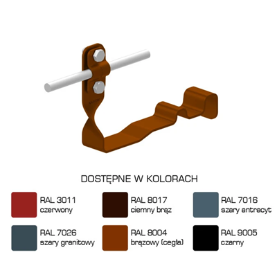 Profilovaný držák střešních tašek, kroucený šroub, vzor 6, výška 10 cm, lakováno