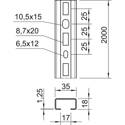 Profilové lišty.1268 sl, pozinkovaná ocel, 1268 L 2M FS