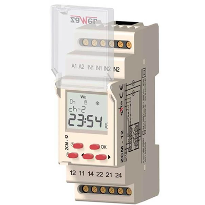 Programator czasowy 2-kanałowy tygodniowy 24-250V AC / 30-300V dc