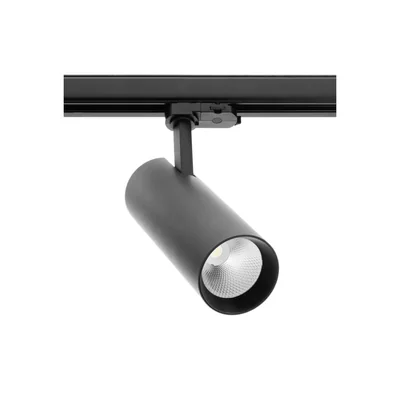 Projecteur LED T-LINE pour rail, 12 W, 1100 lm, 220-240 V CA, 50/60 Hz, facteur de puissance > 0,5, IRC ≥ 80, angle de diffusion 38°, 4000 K, noir