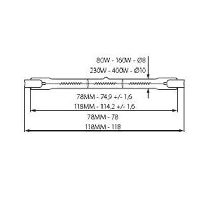 Projektorowa żarówka halogenowa J-160W 118MM STAR
