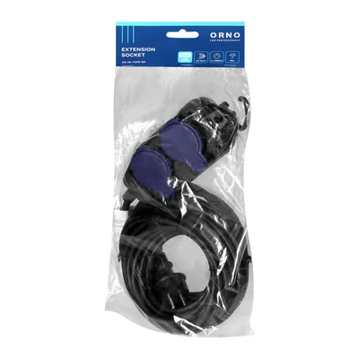 Prolunga da officina resistente agli spruzzi d'acqua IP44, 4 prese (2+2) 2P+Z, IP44, cavo in gomma, H05RR-F 3x1,5mm², lunghezza 5m