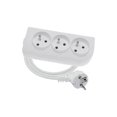 Prolunga portatile a 3 vie, 3x2P+Z bianca 250V~/10A 3x1mm² PVC - 2m con spina UNISCHUKO angolata stampata e fori di montaggio, Classic PSN-302