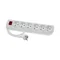 Prolunga portatile a 6 vie, 6x2P+Z bianca con interruttore illuminato 250V~/10A 3x1mm² PVC - 1,5 m con spina UNISCHUKO angolata stampata e fori di montaggio, Classic PSN-601.5W