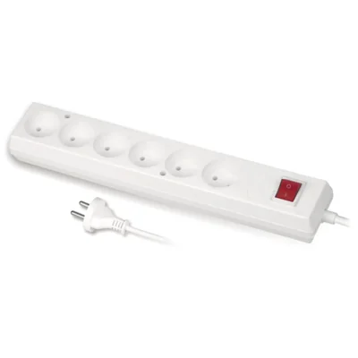 Prolunga PS-670WS/3.0 con presa a sei pin con interruttore; 6x2p+Z, 10A; 3 m; bianca