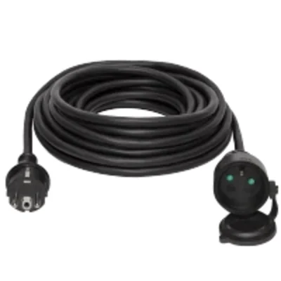 Prolunga singola, 1x2P+Z in gomma nera H05RR-F 3x2,5mm² - 10m 250V~/16A IP-44 PSK-1010G-2.5
