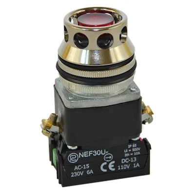 PROMET NEF30-UKLD2X 24V-230V red push button
