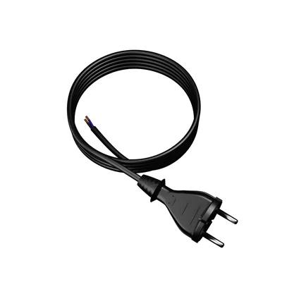 Propojovací kabel s rovnou zástrčkou IP20 2x1,5 H05RR 3m černý