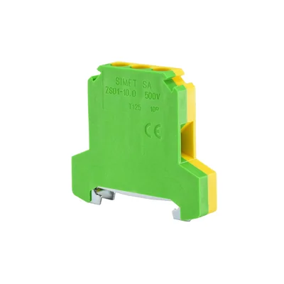 Protective threaded terminal block 10.0mm² TS-35 yellow-green