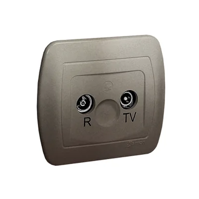 Průchozí anténní zásuvka R-TV. 10 dB satén (metalický)