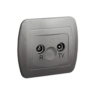 Průchozí anténní zásuvka R-TV. 10dB stříbrná (metalická)