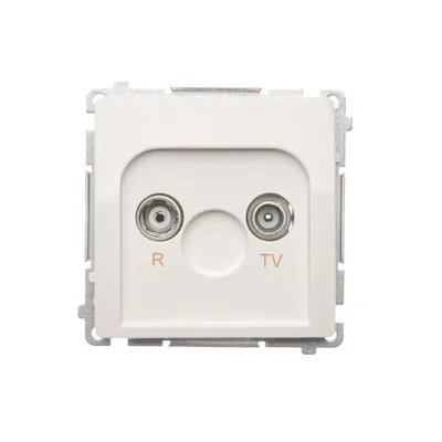 Průchozí R-TV anténní zásuvka (modul), útlum 10dB, bílá