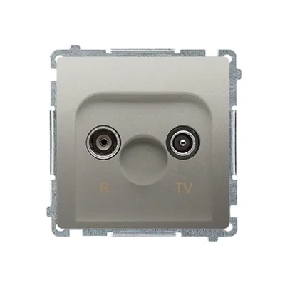 Průchozí R-TV anténní zásuvka (modul), útlum 10dB, saténová (metalická)