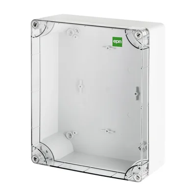 PRŮMYSLOVÁ krabice na omítku 270x220x106 IP 65 - šedá/průhledná