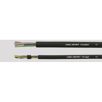 Pryžový napájecí kabel H05RR-F 3G1 mm² černý, barevné žíly dle DIN VDE 0293-308