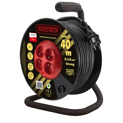 Przedłużacz bębnowy STRONG 4 gniazda z/u 30m H05RR-F 3x1,5 czarny