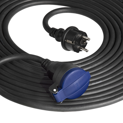 Przedłużacz warsztatowy bryzgoszczelny 2P+Z kabel gumowy olejoodporny H07RN-F 3x1,5mm2 IP44 30m