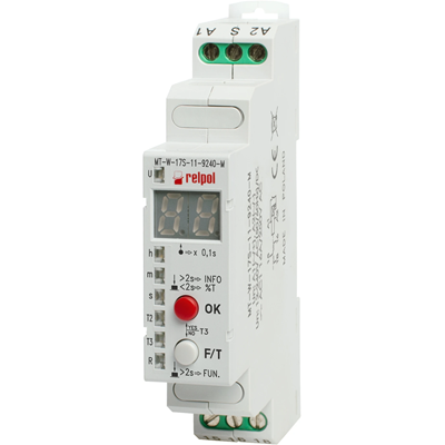 Przekaźnik czasowy wielofunkcyjny 1P 10A 0, 1sek-100h 12-240V AC/DC MT-W-17S-11-9240-M
