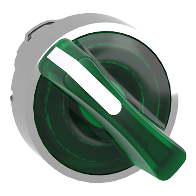 Przełącznik 2 pozycyjny zielony stabilny LED metalowy typowa