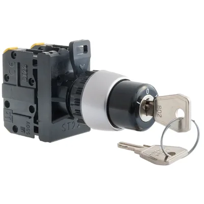 Przycisk kompletny pokrętny kluczem trójpołożeniowy 2 styki zwierne