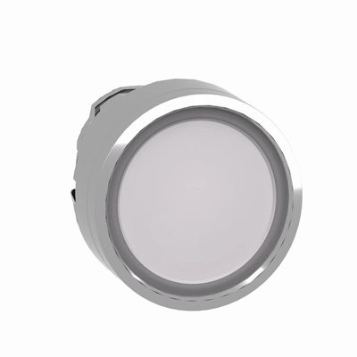Przycisk płaski biały push-push LED metalowy bez oznaczenia