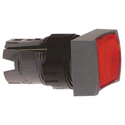 Przycisk płaski czerwony push-push LED plastikowy prostokątny
