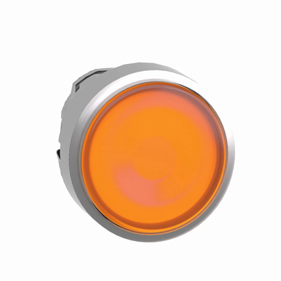Przycisk płaski pomarańczowy push-push LED metalowy bez oznaczenia