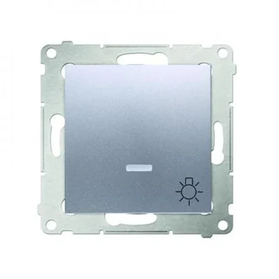 Przycisk "światło" z podświetleniem LED (moduł) 10A 230V szybkozłącza srebrny (metalik)