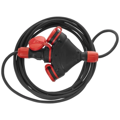 PS-X3/54/10M/3X1.5/H05RR-F Construction extension cord, 3 sockets; IP54; 16A; H05RR-F; 3x1.5; 10m; black-red