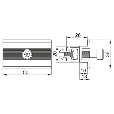 PUFK Intermediate panel holder KLICK sheet thickness - 3 mm